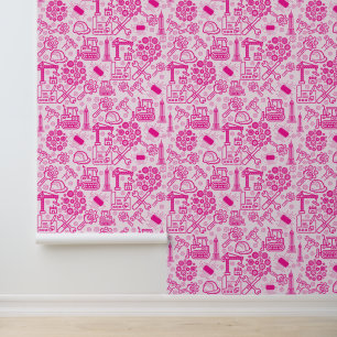 mädchenhaft rosa moderner Architectural Blueprint  Tapete