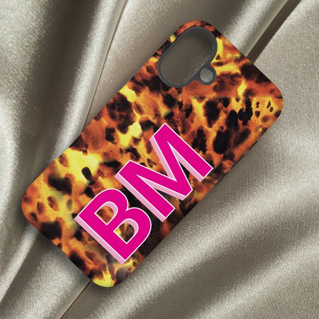 Mädchenhaft Rosa Monogramm Schildpatt iPhone 16 Plus Hülle (Von Creator hochgeladen)