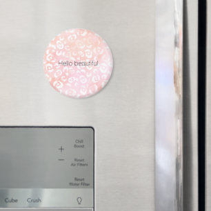 Mädchenhaft Rosa Pfirsich Gold Leopard Tier Magnet