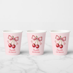Mädchenhaft Rosa Rot Coquette Kirsche Erster 1. Ge Pappbecher
