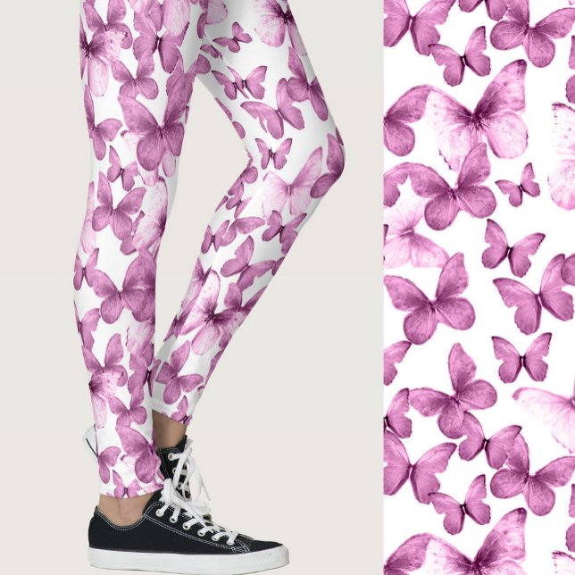 Mädchenhaft rosa Schmetterlinge Whimsical Muster Leggings (Von Creator hochgeladen)