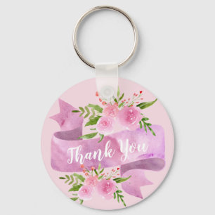 Mädchenhaft Schick Chic Florales Rosa Rosen Danke Schlüsselanhänger