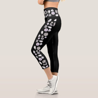 Mädchenhaft schwarze und antike weiße Diamant-Capr Capri Leggings