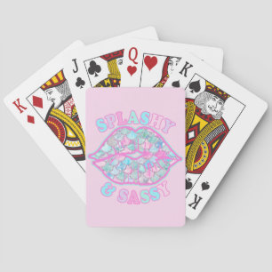 Mädchenhaft Spritzig & Sassig Rosa Türkis Mermaid  Spielkarten