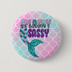 Mädchenhaft spritzig sassy rosa lila grüne Meerjun Button