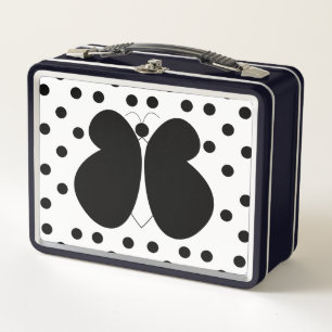 Mädchenhaft süße Polka-Punkte Schmetterling Metall Brotdose