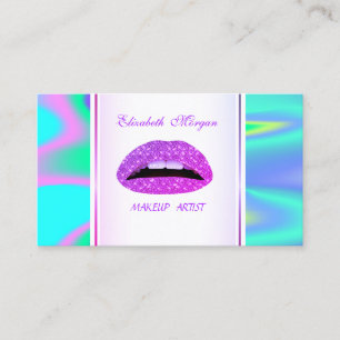 Mädchenhaft Trendig Modern Elegante Lippen Hologra Visitenkarte