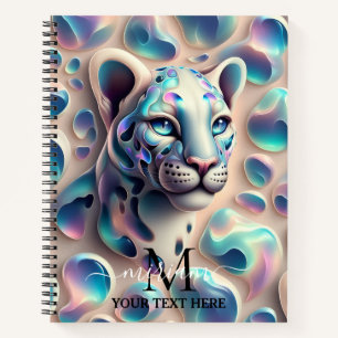Mädchenhaft Trendiger Opal Leoparden Druck Monogra Notizbuch