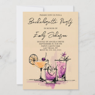 Mädchenhafte Cocktails Illustration Junggesellinne Einladung