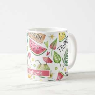 Mädchenhafte farbenfrohe Strandentspannung  Kaffeetasse