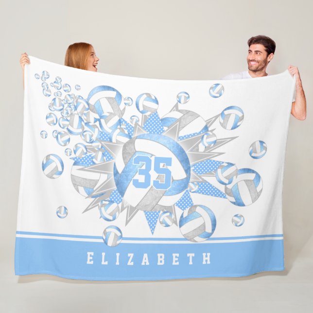 mädchenhafte, graue Volleyballs und Sterne Fleecedecke (Beispiel)