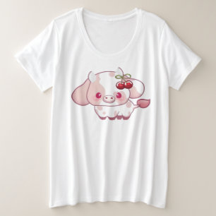 Mädchenhafte Kuh Kirsche Süßes Geschenk für sie  Große Größe T-Shirt