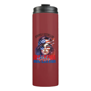 Mädchenhafte Latina Fourth of July Unabhängigkeit Thermosbecher