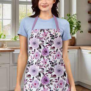 Mädchenhafte lila violette Rosen Wasserfarbe flora Schürze