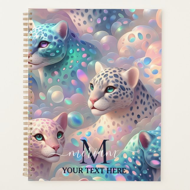 Mädchenhafte Opal Leopardenprint Büro Schule Planer (Vorderseite)
