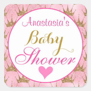 Mädchenhafte Prinzessin Rosa und Gold Glitter Baby Quadratischer Aufkleber