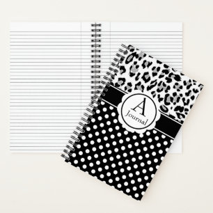 Mädchenhafte Punkte und Tierprint-Monogramm-Journa Notizbuch