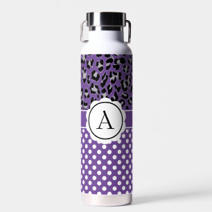 Mädchenhafte Punkte und Tierprint-Monogramm  Trinkflasche