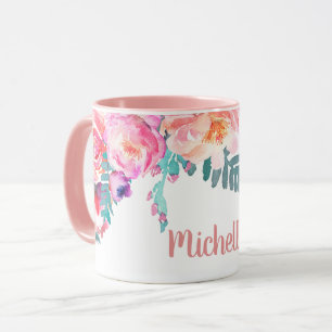 Mädchenhafte rosa Rosen Blumen Eleganter personali Tasse