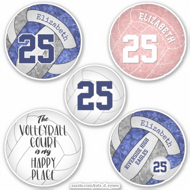 mädchenhafte Volleyballmannschaftsfarben plus Set  Aufkleber (Vorderseite)