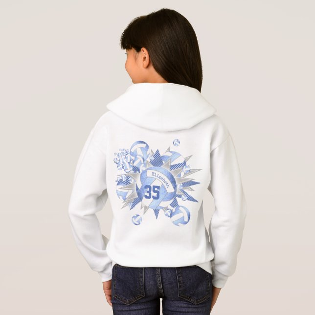 mädchenhafte weiße Volleybälle und Sterne Hoodie (Schwarz voll)