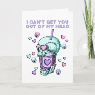 Mädchenhafter Gothic-Valentinstag-Totenkopf-Herzen Karte