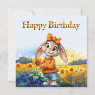 Mädchenhafter Hase Sonnenblumenfeld Alles Gute zum