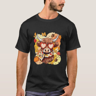 Mädchenhafter Herbst Highland-Kuh Thanksgiving-Kür T-Shirt