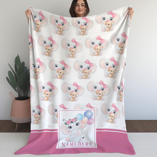 Mädchenhafter rosa Elefant mit Schleife und Ballon Sherpadecke