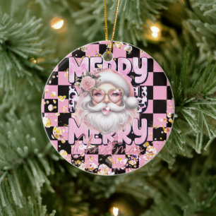 Mädchenhafter Santa Frohe Weihnachten Groovy Keramik Ornament