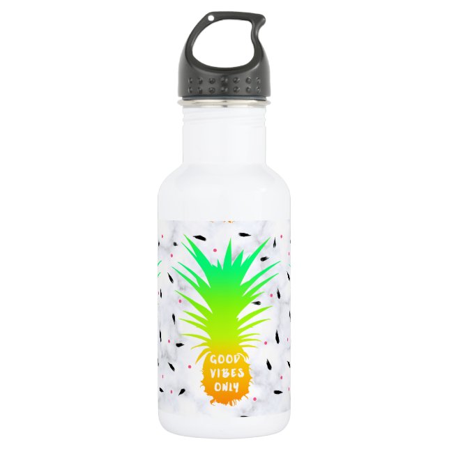 mädchenhafter tropischer Ananas-weißer Marmor Trinkflasche (Vorderseite)