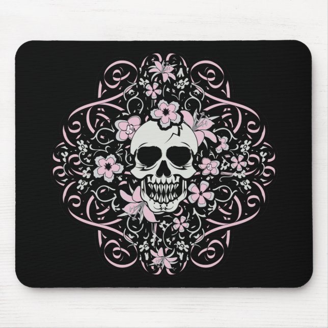 Mädchenhafter Vintage-Totenkopf Mousepad (Vorne)