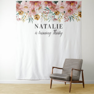 Mädchenhaftes, aquarellfarbenes, florales, editier wandteppich