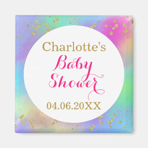 Mädchenhaftes Baby Shower Farbige Einhorn Gold Gli Magnet