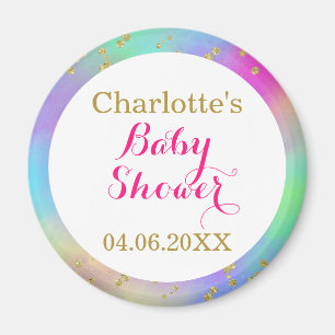 Mädchenhaftes Baby Shower Farbige Einhorn Gold Gli Magnet