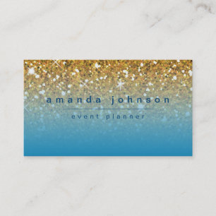 Mädchenhaftes Blau mit goldenem Glitter Modern Visitenkarte