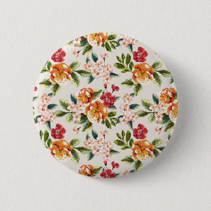 Mädchenhaftes Blumenmuster Wasserfarben-Illustrati Button