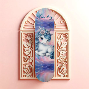 Mädchenhaftes Einhorn Feenstaub Rosa Schimmer Blau Skateboard
