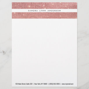 Mädchenhaftes falsches Roségold Glitter zerbröselt Briefbogen