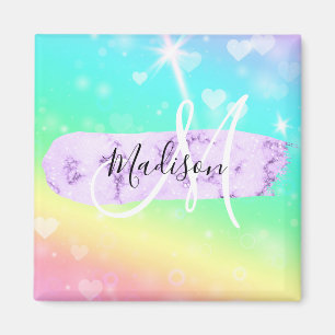 Mädchenhaftes, farbenfrohes Einhorn-Regenbogen-Her Magnet