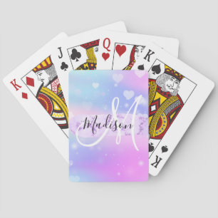Mädchenhaftes, farbenfrohes Einhorn-Regenbogen-Her Spielkarten
