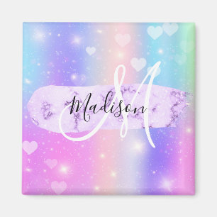 Mädchenhaftes Farbige Einhorn Regenbogen Herzen Mo Magnet