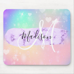 Mädchenhaftes Farbige Einhorn Regenbogen Herzen Mo Mousepad