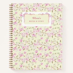 Mädchenhaftes Gelb-Rosa-Blumen-Schleife-Coquette-Z Notizbuch