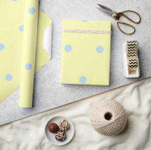 Mädchenhaftes Gelb- und Blau-Pünktchen-Muster Geschenkpapier