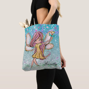Mädchenhaftes Gold Lila Blau Glitter Funkeln Feens Tasche