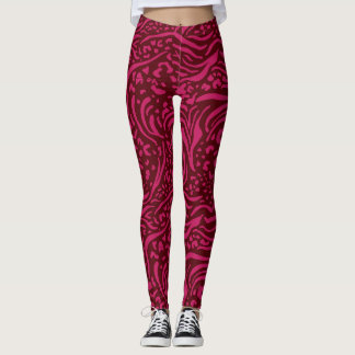 Mädchenhaftes heißrosa und bordeauxrotes Tigertier Leggings