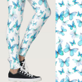 Mädchenhaftes hellblaues Schmetterlingsmuster whim Leggings