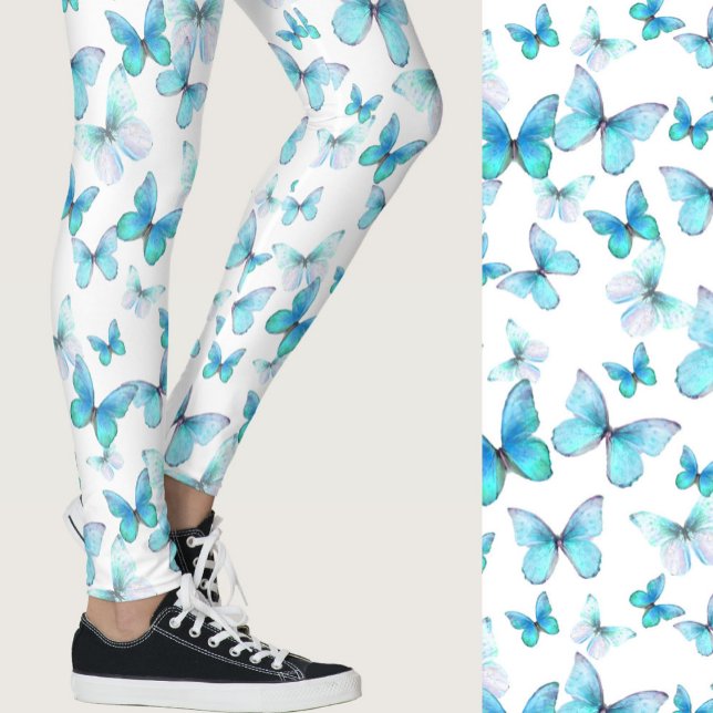 Mädchenhaftes hellblaues Schmetterlingsmuster whim Leggings (Von Creator hochgeladen)