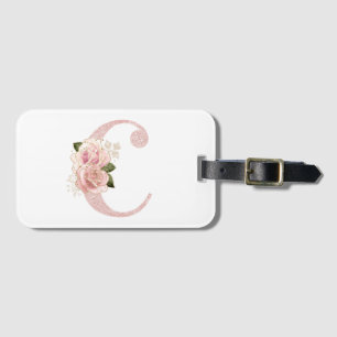 Mädchenhaftes, hellrosa goldenes Glitter-Monogramm Gepäckanhänger